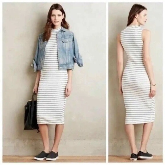 Dolan Left Coast Collection Jules Sleeveless Striped Sheath Midi Dress Small - Picture 1 of 4